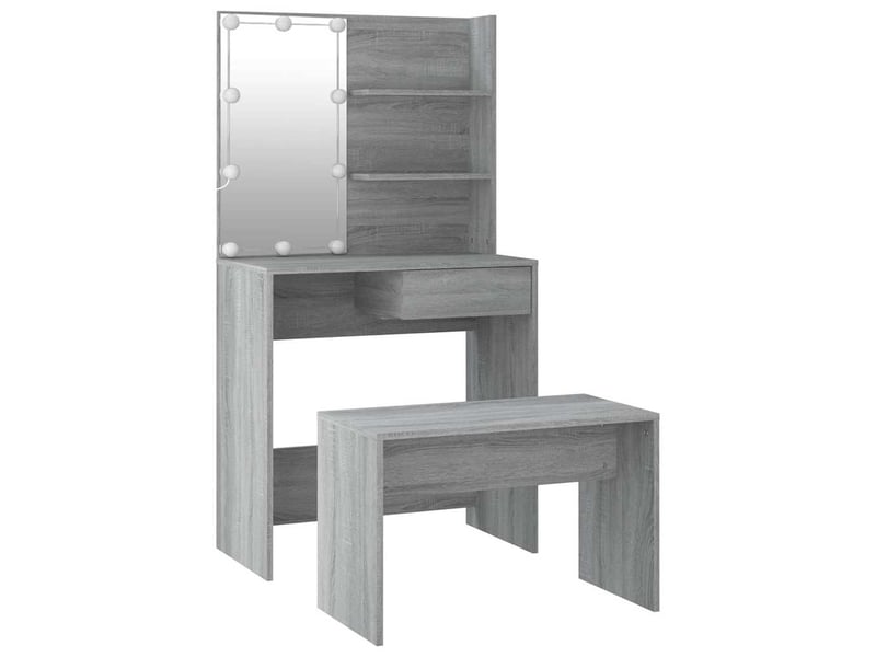Ensemble de coiffeuse avec led sonoma gris bois d'ingénierie shl53401 - Conforama E