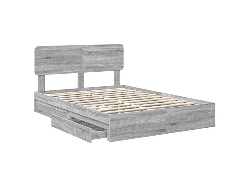  Lit double- lit adulte -  lit de rangement gris sonoma 150 x 200 cm bois d'ingénierie  - Conforama D