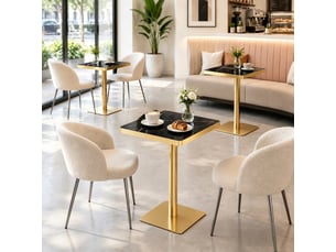 Table de salle à manger,60x60x74 cm,pied métal,mdf,noir effet marbre