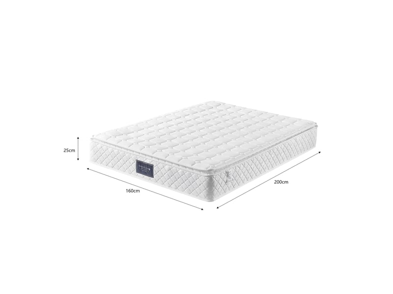  Matelas ressorts ensachés 160x200x25 cm - matelas 7 zones avec surmatelas intégré - certifié oeko-tex- blanc  - Conforama E