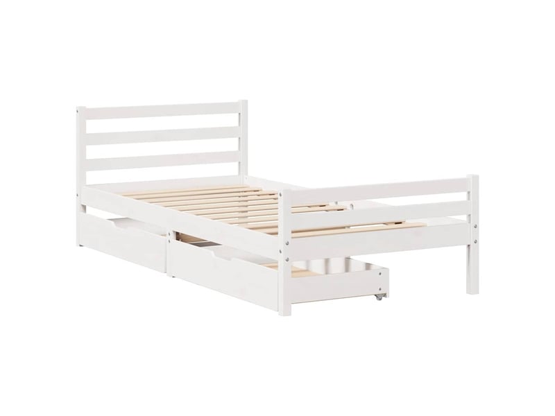  Lit simple- lit adulte -  cadre de lit sans matelas blanc 100x200 cm bois de pin massif  - Conforama B