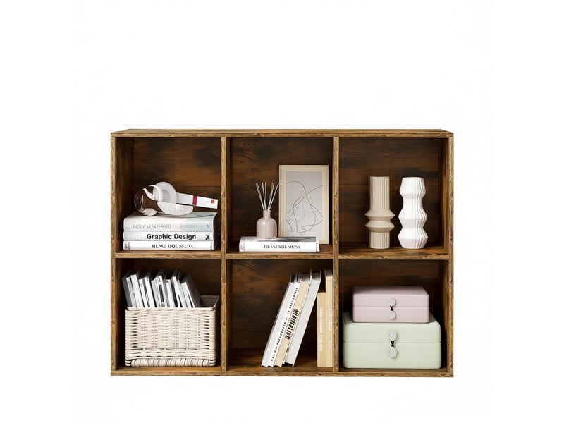  Bibliothèque à 6 casiers meuble de rangement 59.6 x 29 x 89 cm brun rustique T5828P515013 - Conforama B