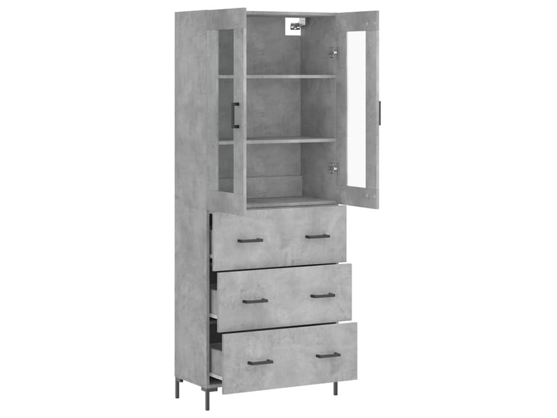  Buffet haut - bahut - meuble de rangement gris béton 69,5x34x180 cm bois d'ingénierie  - Conforama D