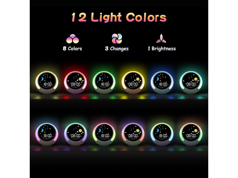  Lampe de réveil pour enfants, enceinte bluetooth, bruit blanc, éclairage tactile, rgb, adaptée aux chambres d'enfants  - Conforama E
