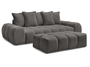 Canapé droit convertible BOBOCHIC EVEREST 3 places Tissu gris avec coffre de rangement
