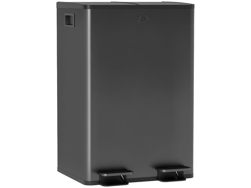  Poubelle de tri sélectif 2 x 28 l à pédale acier noir 45,8 x 36 x 67,6 cm  - Conforama A