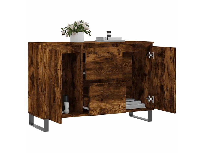  Buffet - bahut - meuble de rangement chêne fumé 101,5x35x70 cm bois d'ingénierie  - Conforama D