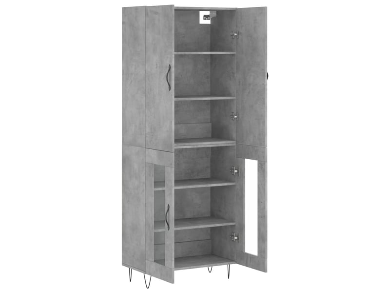  Buffet haut - bahut - meuble de rangement gris béton 69,5x34x180 cm bois d'ingénierie  - Conforama D