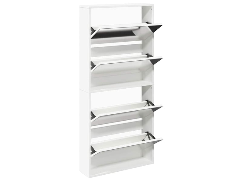  Meuble à chaussures 4 étagères et miroir 63x17x134 cm blanc  - Conforama C