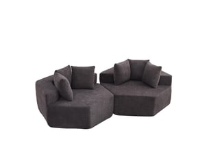 Fauteuil simple - 122x138x76cm - modulables en chenille bouclée avec 6 coussins & ressorts ensachés - gris