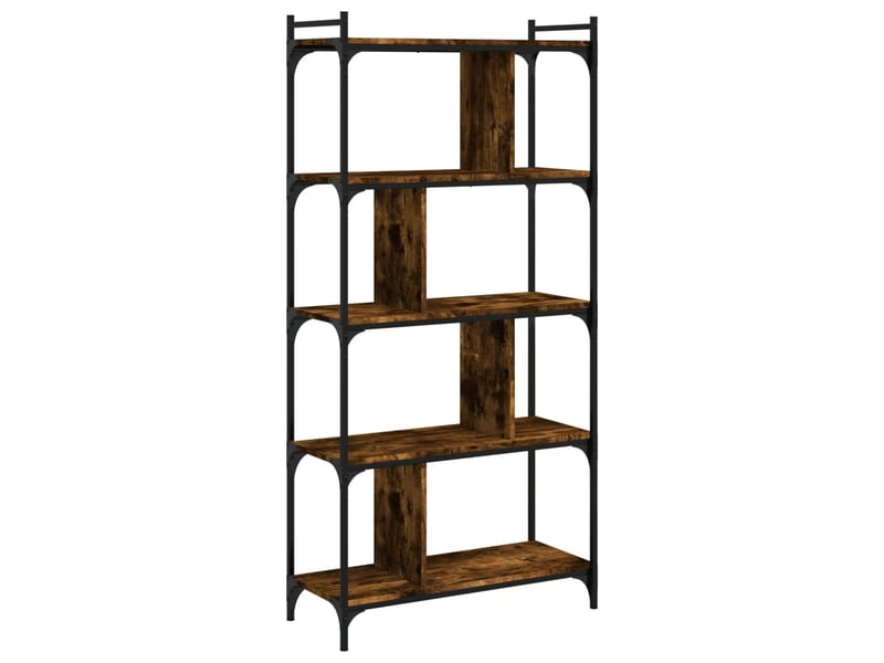  Bibliothèque 5 niveaux, armoire à livres chêne fumé 76x32x158cm bois d'ingénierie  - Conforama A