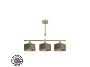 Lampe de plafond fabrilamp gilda cuirbois foncé 3 x e14 hauteur réglable 39-56 cm 55x14 cm