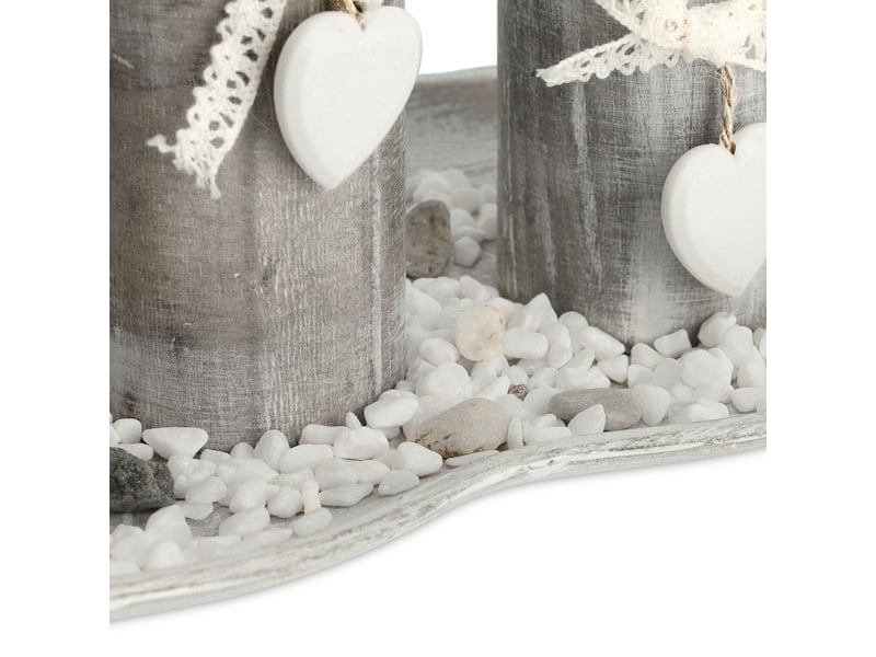  Porte-bougies décoratif style shabby chic 50 x 15 x 10 cm avec 3 bougeoirs ambiance cosy en bois naturel 13_0011905  - Conforama D