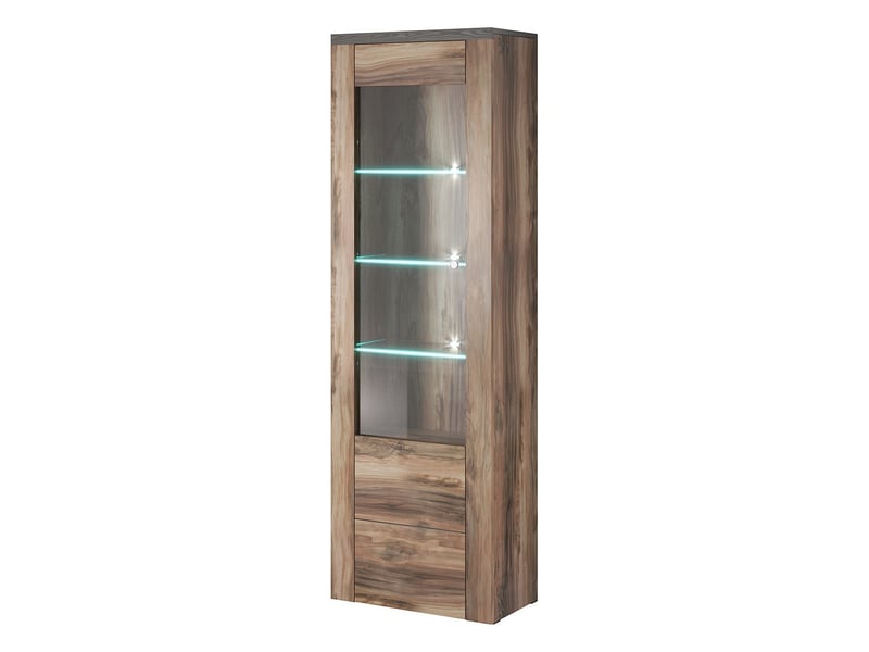Ensemble de 5 meubles de salon collection santiago. Coloris noyer et noir effet bois.  - Conforama F