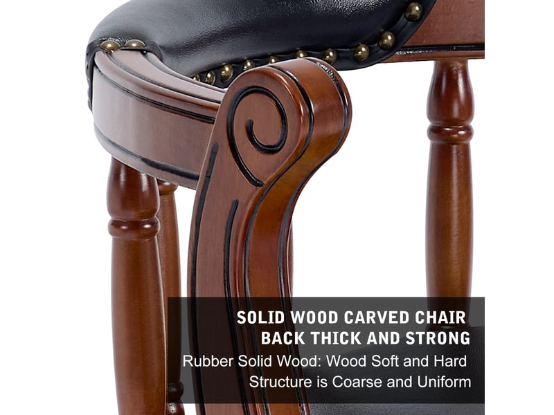  Tabouret de bar pivotant 360°,51,8x55,1x96 cm,avec dossier,cuir véritable,noir  - Conforama D