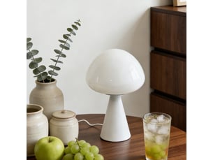Lampe de table champignon style français – ambiance lumineuse, déco pour bureau et chevet-blanc