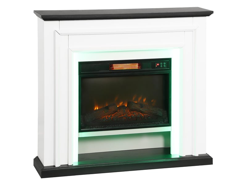  Cheminée électrique 1800w, fausse cheminée décorative lumières led rgb, effet flamme, manteau, 105 x 27 x 97 cm, noir  - Conforama B