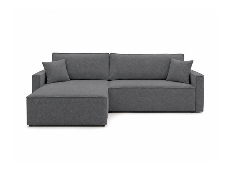  Farah - canapé d'angle max réversible et convertible 5 places accoudoirs slim en tissu bouclettes texturées  - Conforama E