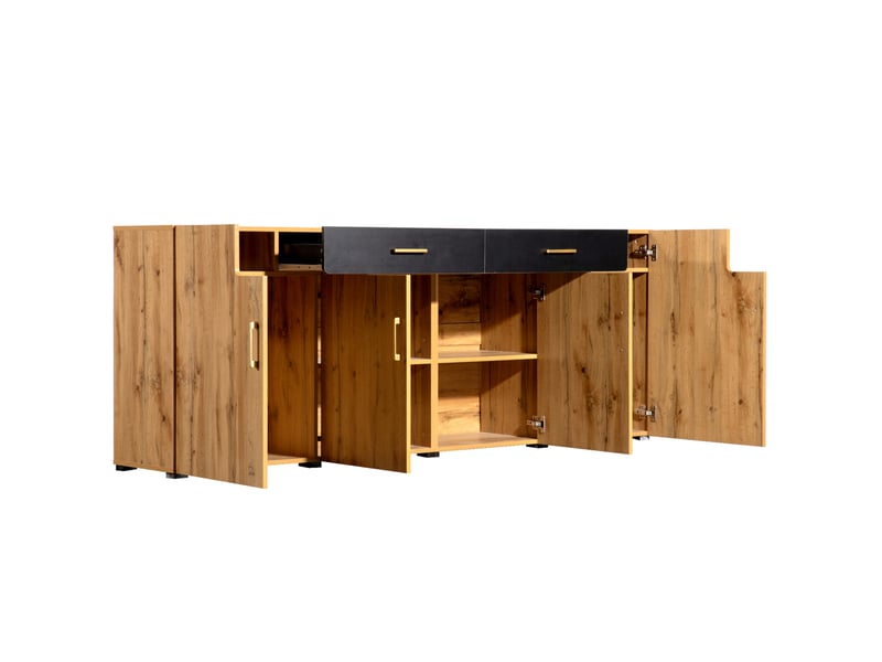 Buffet 208 x 39,5 x 80 cm marron, 4 portes 2 tiroirs - rangement - Conforama A