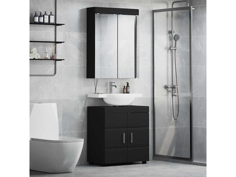 Ensemble de mobilier de salle de bain tulum 2 pièces noir cf64716 - Conforama B