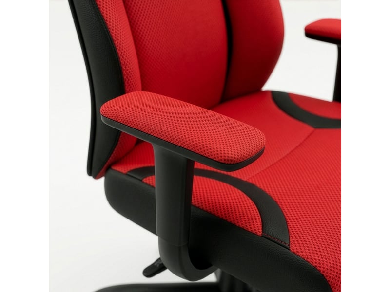  Flank - sedia da gaming pro ergonomica poltrona gamer con altezza regolabile reclinabile girevole 360° con braccioli in tessuto e pvc rosso  - Conforama D
