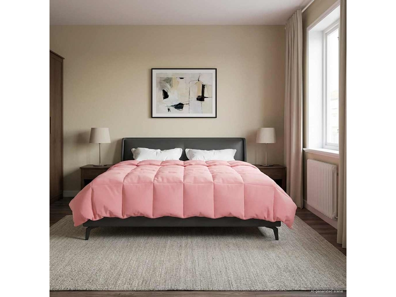  Couette - duvet d'été 240 x 260 cm été microfibre (100% polyester) rose  - Conforama D