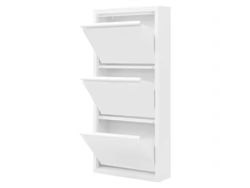  Meuble à chaussures,50x15x106 cm,3 compartiments,métal,blanc  - Conforama A