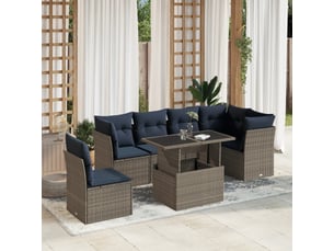 Vidaxl ensemble de canapé de jardin 7 pcs avec coussins gris résine tressée