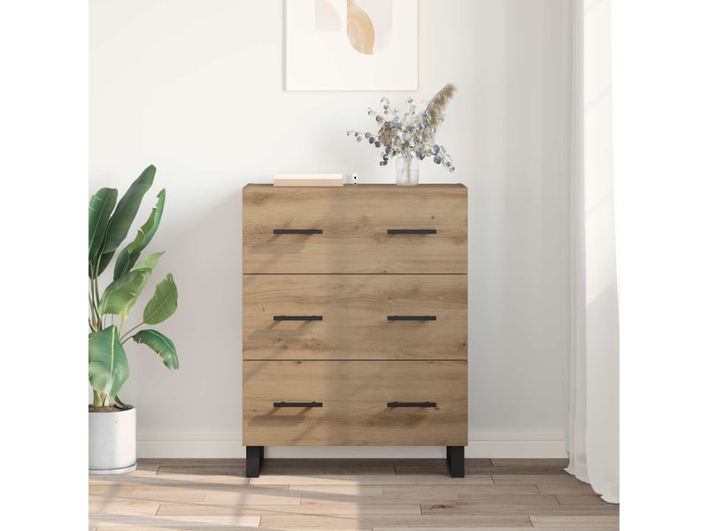 Buffet - bahut - meuble de rangement chêne artisanal 69,5 x 34 x 90 cm - Conforama D