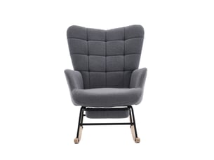 Fauteuil à bascule avec repose-pieds en tissu sherpa gris confortable cravdom