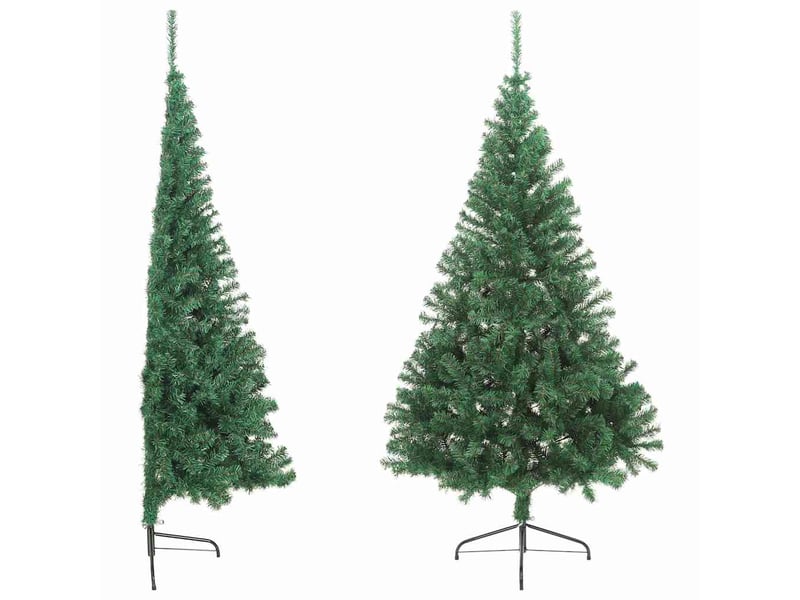  Sapin de noël - arbre de noël artificiel moitié avec support vert 180 cm pvc  - Conforama E