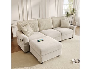 Canapé d'angle droit fixe <strong></strong> <strong>Qualité haut de gamme</strong> 2 places Tissu beige