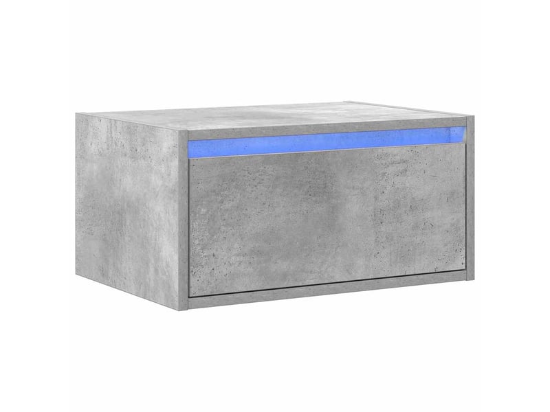  Table de chevet, table d'appoint murale avec lumières led gris béton shl72400  - Conforama C