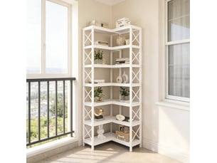 Bibliotheque coloris  blanc 7 étagère(s) <strong>DESMIU</strong> <strong></strong> - 61 cm x 200 cm