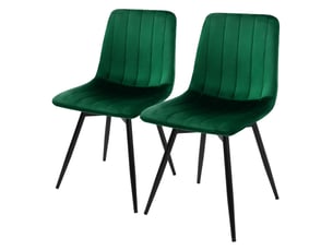 Ml-design chaise de salle à manger en velours, lot de 2, pivotante 360 degrés, avec dossier, pieds en métal, design moderne mid-century, patins réglables, pour cuisine salon, 120 kg, vert foncé