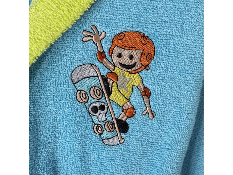  Peignoir de bain enfant interbaby taille 10-12 ans - turquoise - coton éponge 00515-T10-12-30 - Conforama C