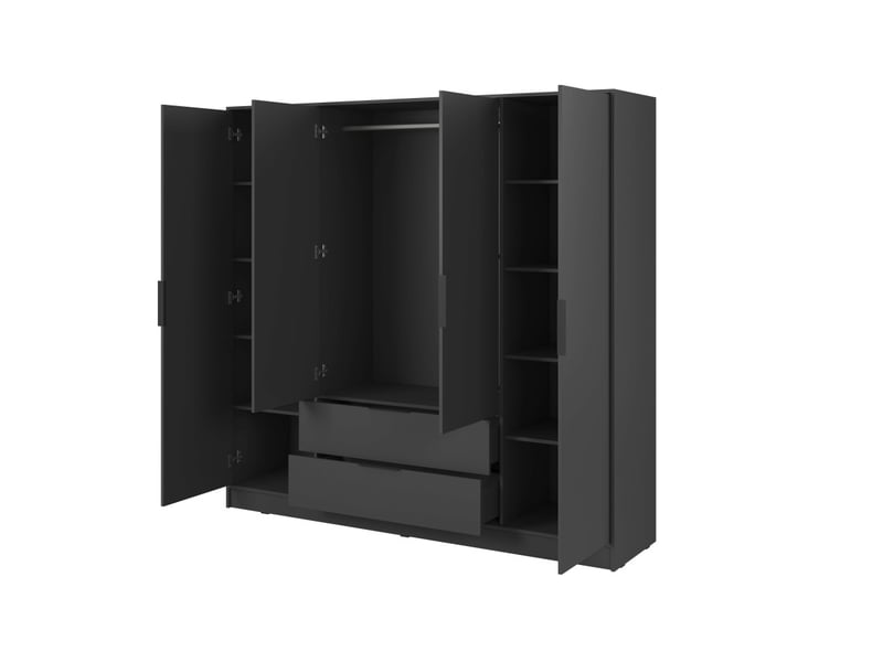  Armoire mirage 4 portes 2 tiroirs avec penderie - gris MIRAGE - Conforama D