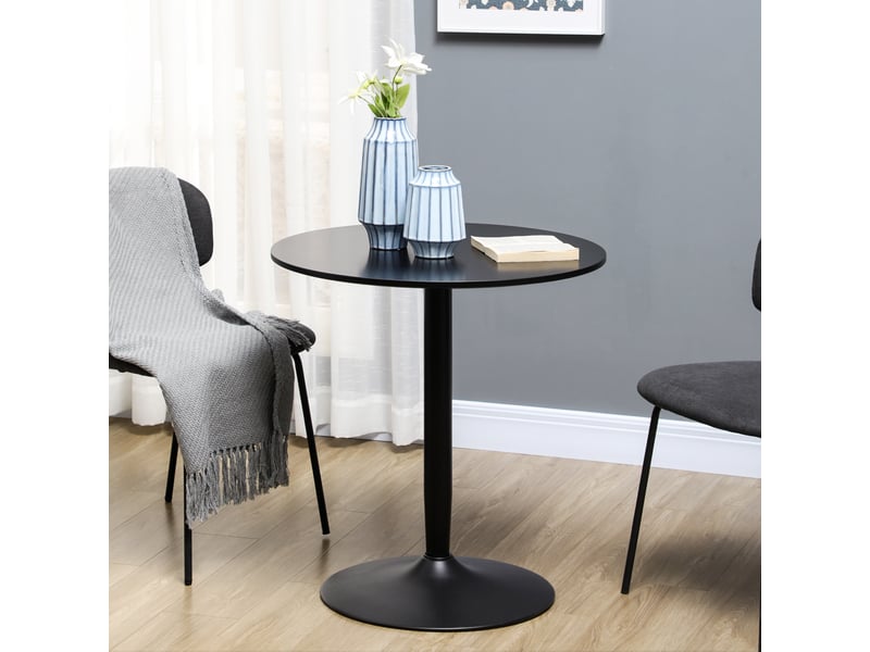  Table de salle à manger ronde pour 2 personnes avec pied central en acier, base antidérapante pour cuisine, ø70×75 cm  - Conforama B