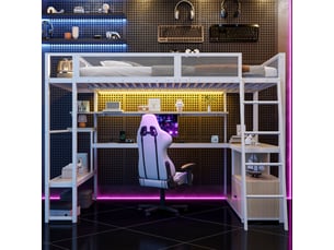 Lit mezzanine 140x200 cm <strong>MERAX</strong>  <strong>lit enfant blanc</strong> coloris blanc