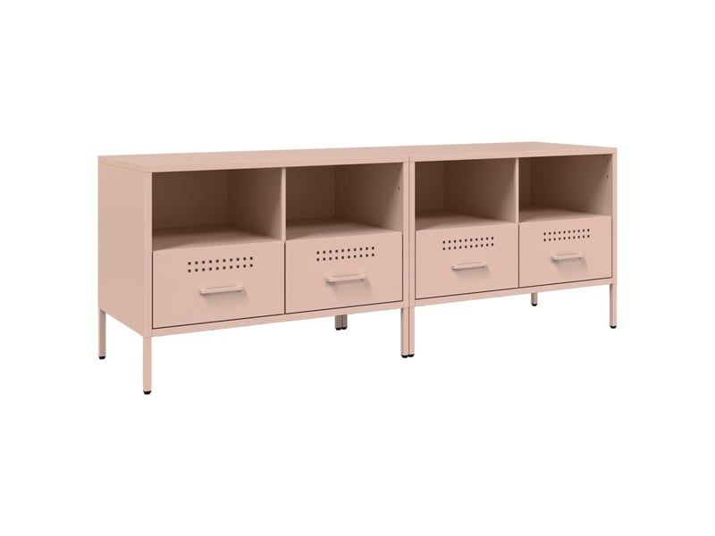  Lot de 2 meuble tv bas salon rose 68x39x50,5 cm acier shl87267  - Conforama A