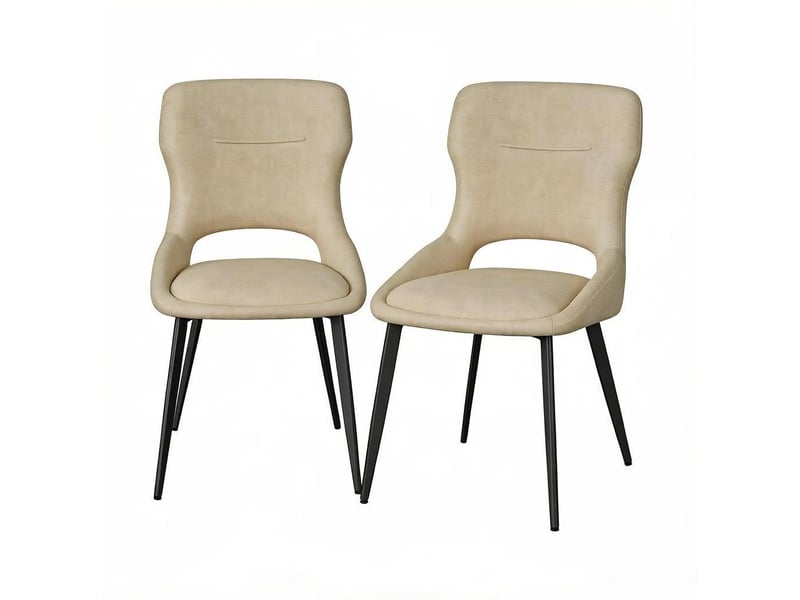  Lot de 2 chaises de salle à manger en chenille kaki, mousse et métal  - Conforama A