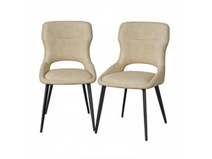 Lot de 2 chaises de salle à manger en chenille kaki, mousse et métal