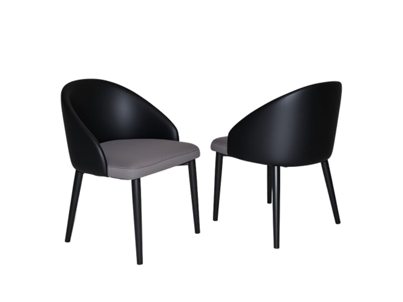  Chaise de salle à manger ergonomique – dossier noir cuir synthétique, assise gris mesh, pieds métal antidérapants – 2x  - Conforama A