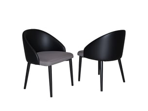 Chaise de salle à manger ergonomique – dossier noir cuir synthétique, assise gris mesh, pieds métal antidérapants – 2x