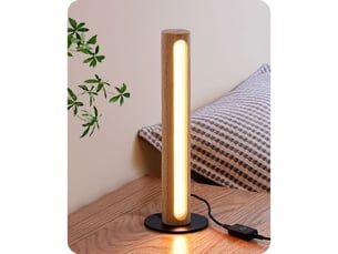 Lampe de chevet led tactile 3 températures 3000 4500 6000k bois beige eh1307