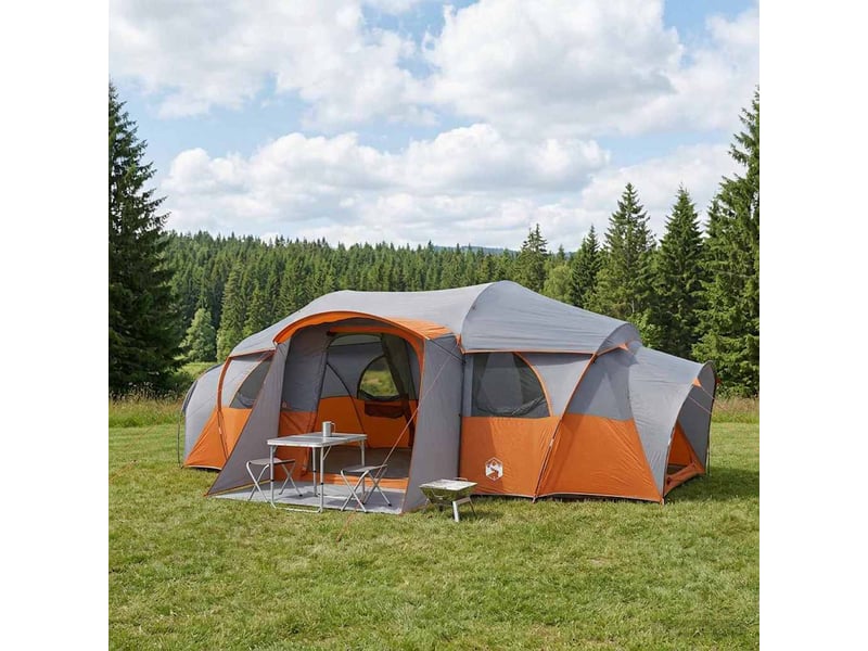  Tente de camping, tente familiale avec auvent imperméable 10 personne shl98798  - Conforama B