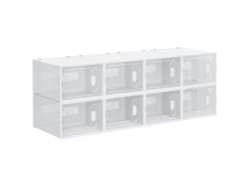  Boîte à chaussures 28x36x21 cm transparente en plastique, lot de 8 empilable, portes magnétiques  - Conforama A