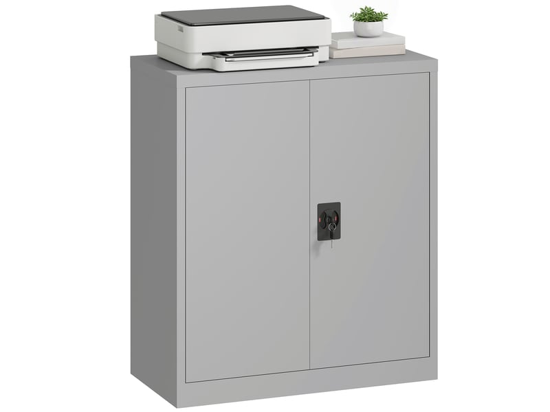  Armoire de bureau avec serrure et étagère réglable en acier gris 80 x 40 x 92,5 cm  - Conforama B
