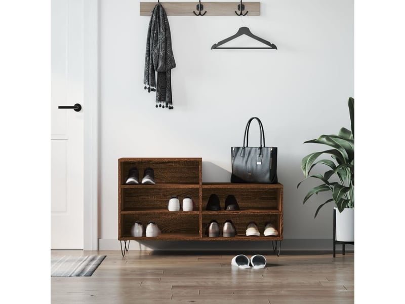  Armoire à chaussures chêne marron 102x36x60cm bois d'ingénierie shl1282  - Conforama B
