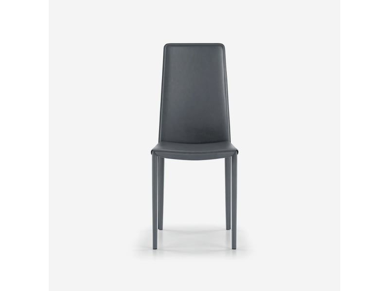  Lot de 4 chaises empilables rembourrées en simili cuir luma - gris  - Conforama E